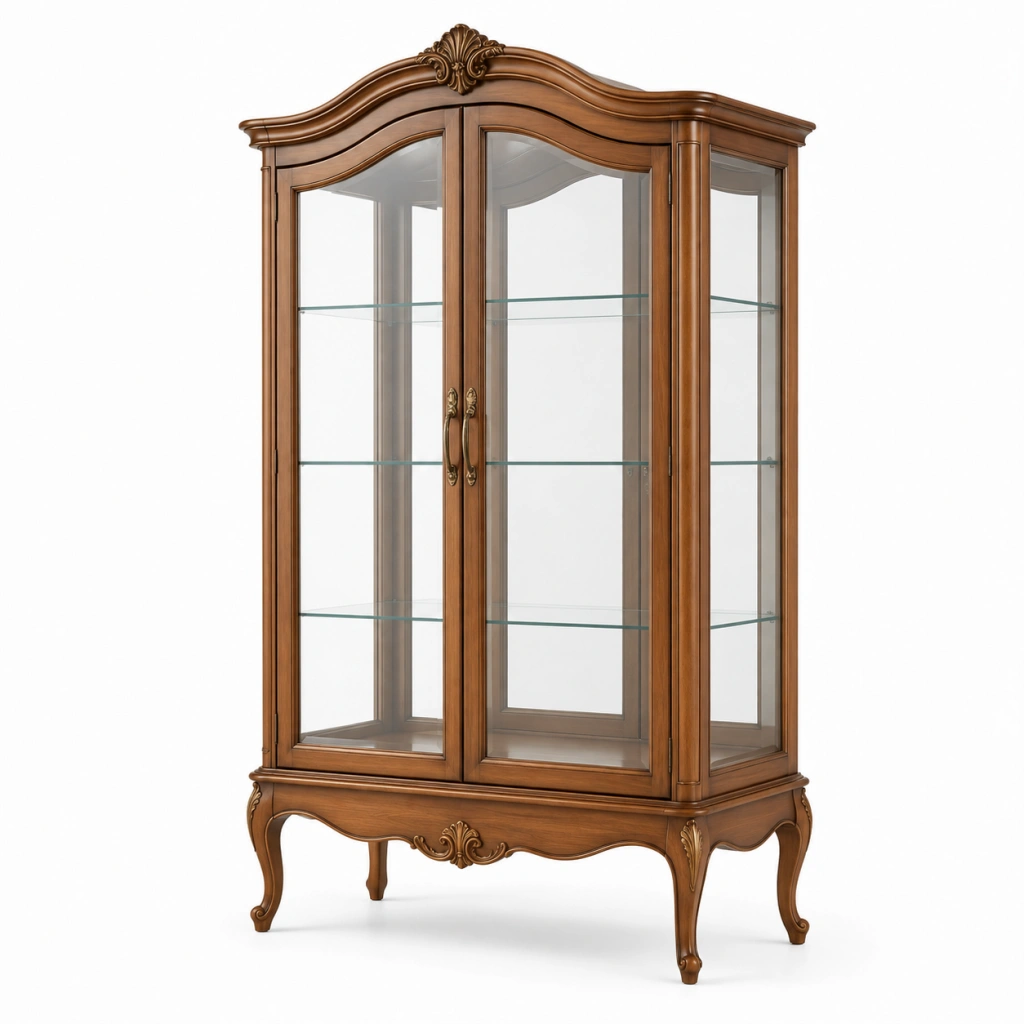 Vetrina 100 x 45 x 190 cm in legno marrone con vetro - stile classico espositiva
