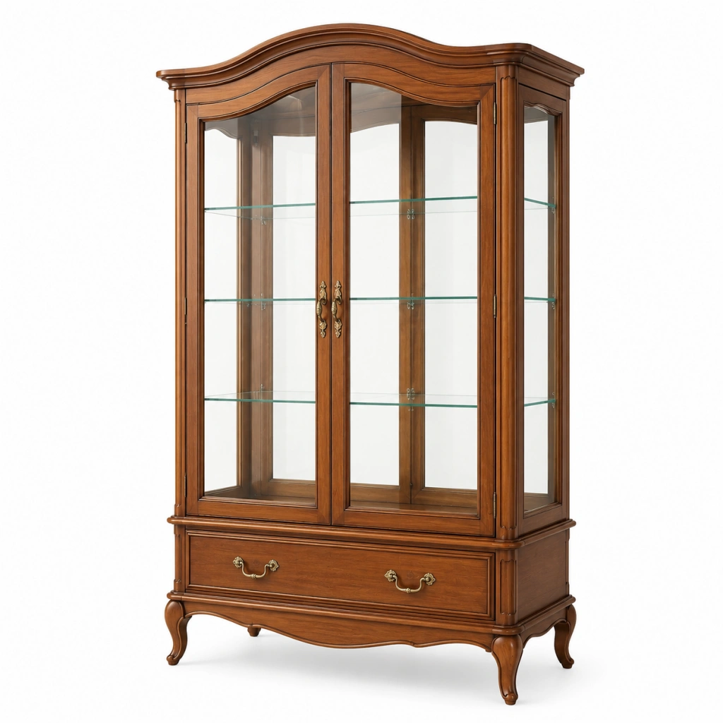 Vetrina 110 x 45 x 190 cm in legno marrone con vetro - stile classico per soggiorno