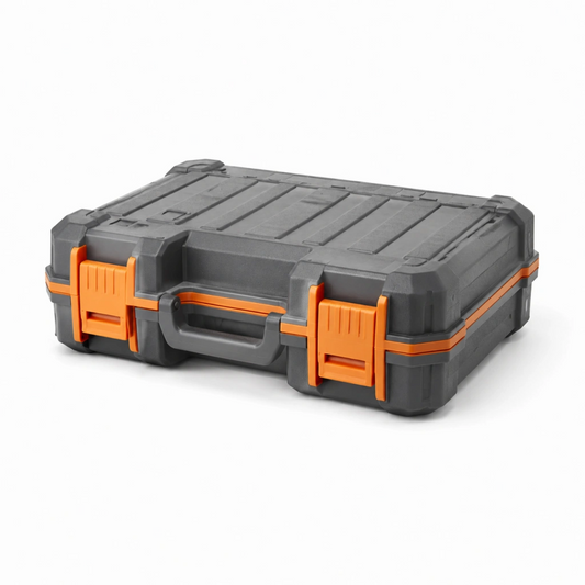 Valigetta portautensili 45 x 35 x 14 cm in plastica grigio/arancione con chiusure per organizzazione utensili