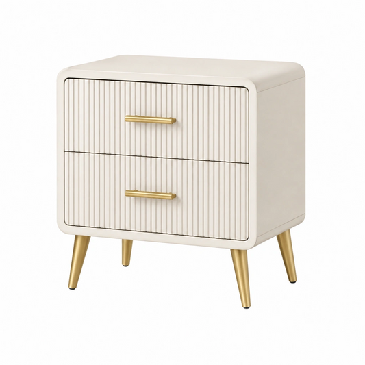 Comodino 50 x 40 x 55 cm in legno ingegnerizzato bianco con 2 cassetti stile moderno